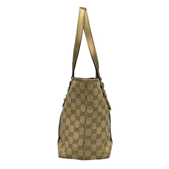 GUCCI GG Beige Gold Jacquard Leather Tote Bag 435-082725 - Picture 4 of 14